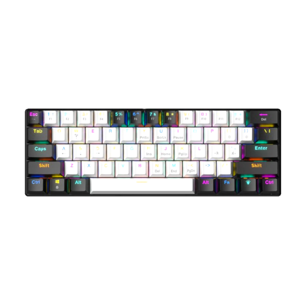 ZIFRIEND BD61S 61-Key RGB Mechanical Keyboard Red Switch – White & Black
