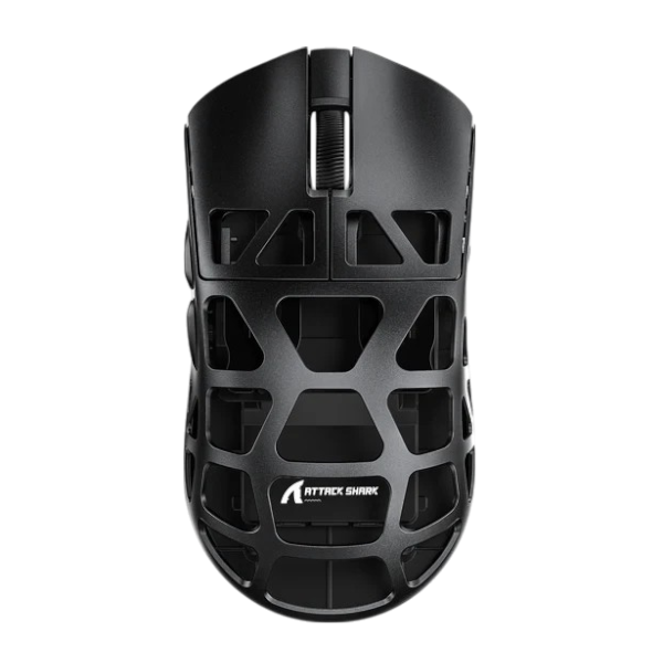 ATTACK SHARK R3 black magnesium alloy gaming mouse with 8K DPI precision sensor and RGB lighting.