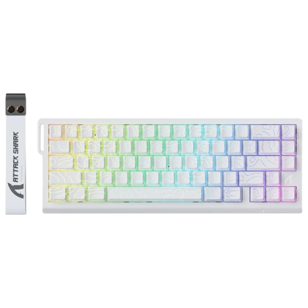 ATTACK SHARK X68 HE white rapid trigger keyboard with magnetic switches and ergonomic design.