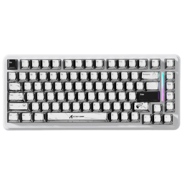 ATTACK SHARK X82PRO Comic HE wireless rapid trigger gaming keyboard with magnetic switches and ergonomic design.