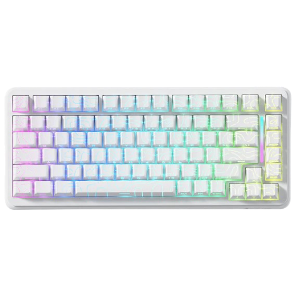 ATTACK SHARK X82PRO white wireless rapid trigger gaming keyboard with magnetic switches and ergonomic design.