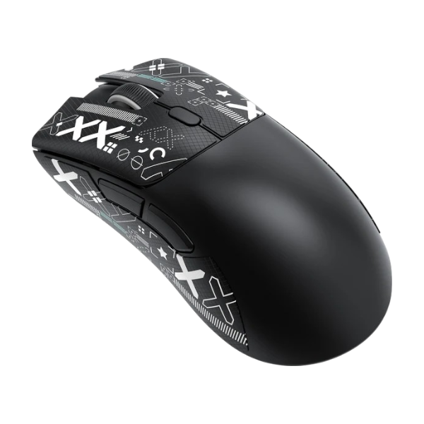 ATTACK SHARK R1 wireless black gaming mouse with ergonomic design and RGB lighting.