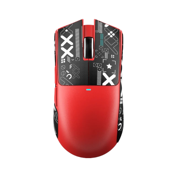 ATTACK SHARK X11SE red wireless gaming mouse with ergonomic design and RGB lighting.
