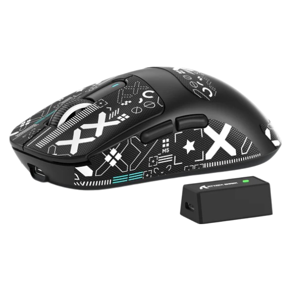 ATTACK SHARK X3PRO black gaming mouse with three connectivity modes, 8000 DPI, and ergonomic design.