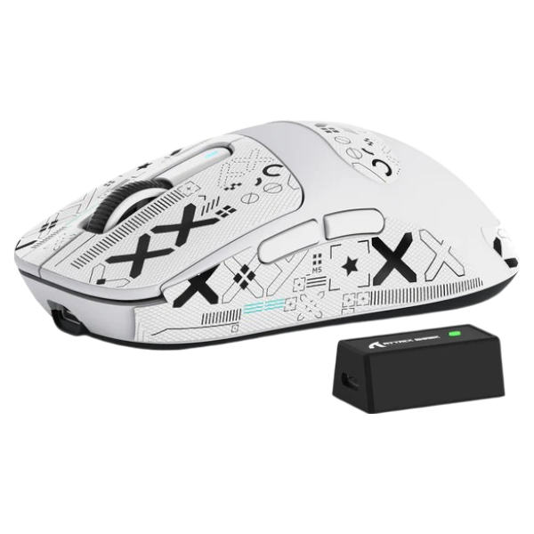 ATTACK SHARK X3PRO white gaming mouse with three connectivity modes, 8000 DPI sensor, and ergonomic design.