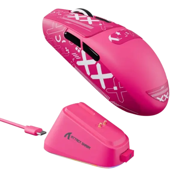 Wireless RGB gaming mouse with 25K DPI sensor and charging dock – ATTACK SHARK G3PRO.